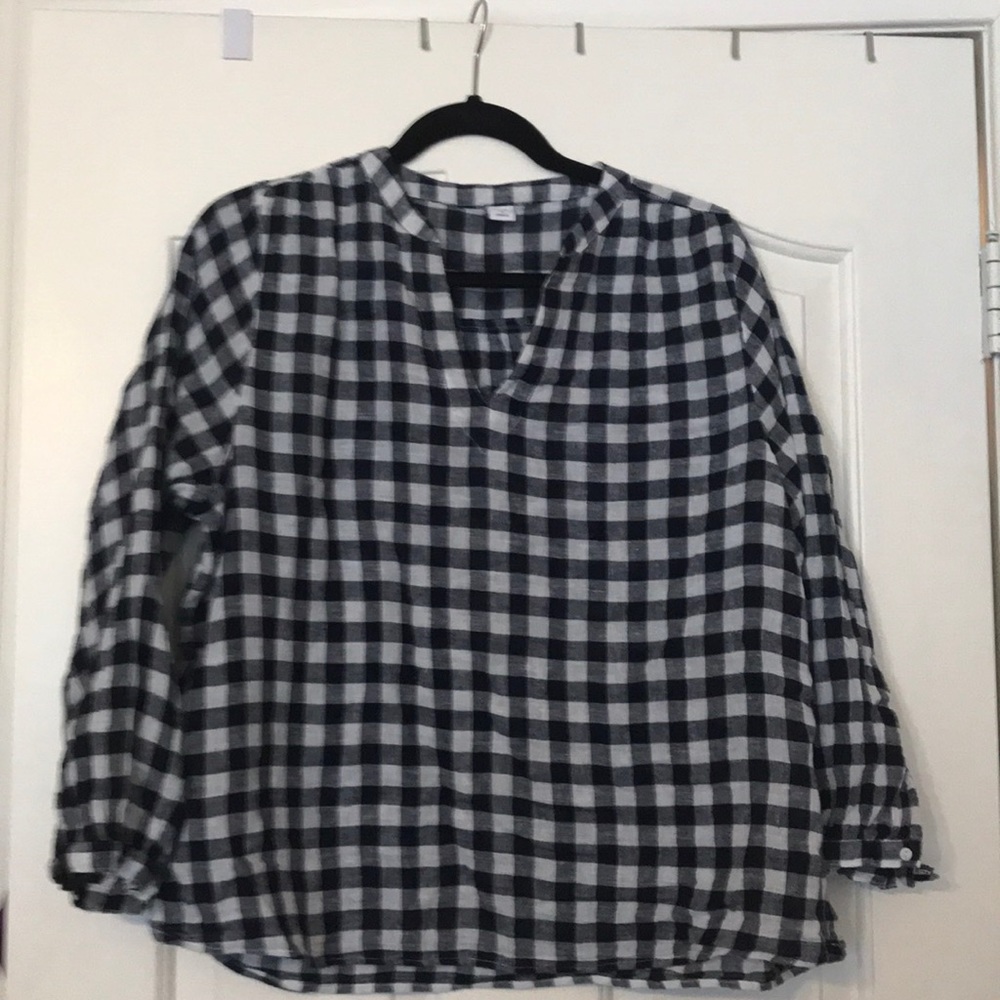 Blue & white gingham blouse